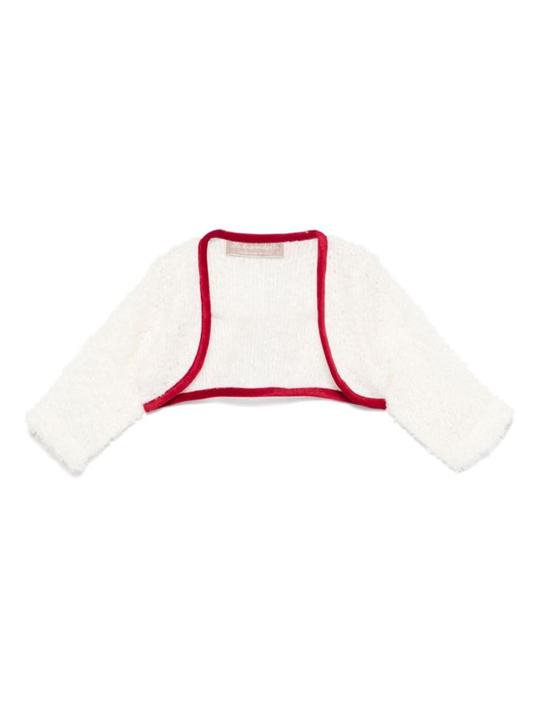 Giacca per neonata La Stupenderia bouclé bianco con bordo a contrasto – Accessorio premium elegante