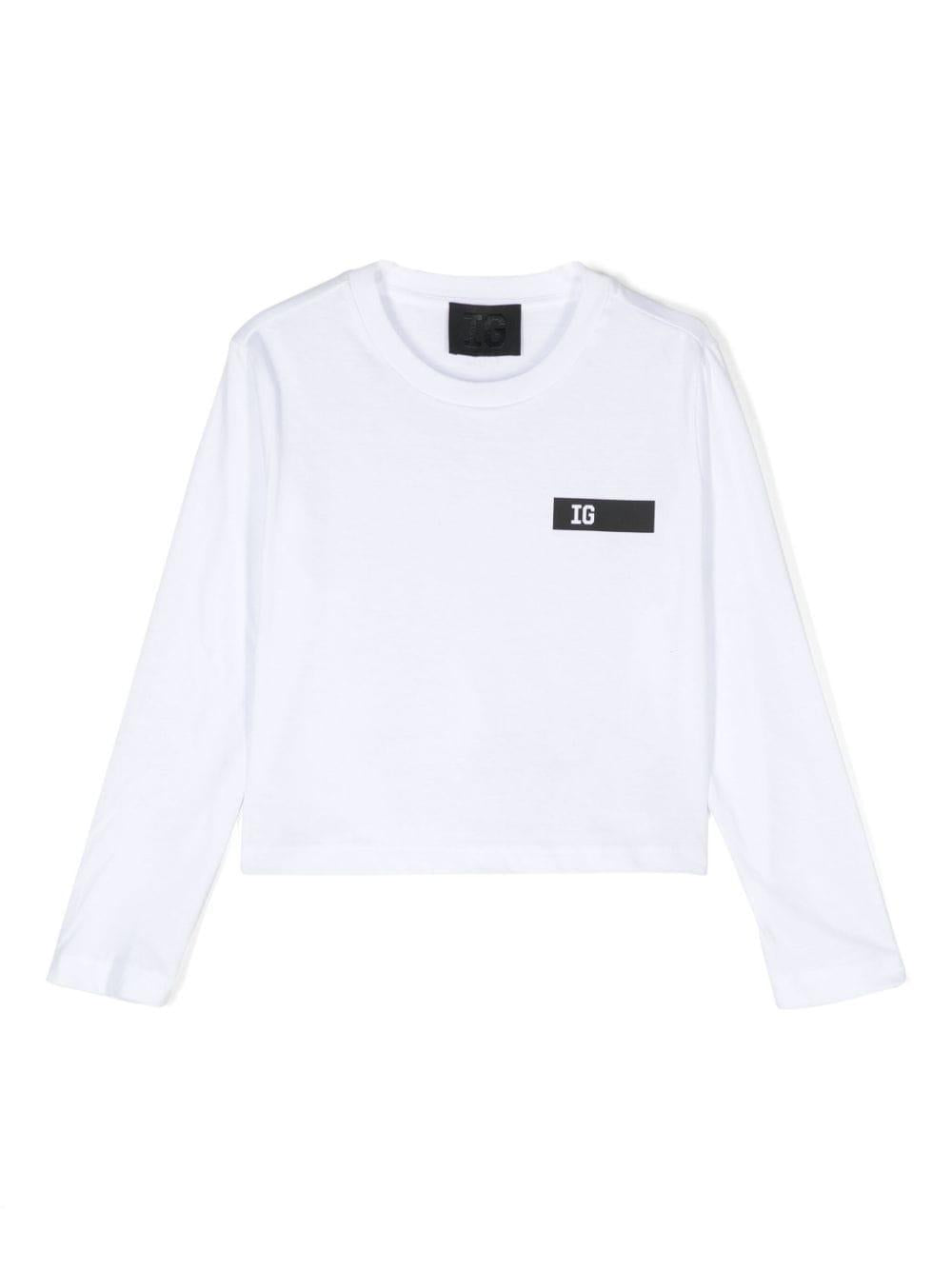 T-shirt con stampa logo per bambino Il Gufo bianco con spacchi laterali corti – Accessorio premium elegante
