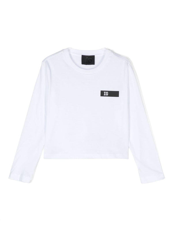 T-shirt con stampa logo per bambino Il Gufo bianco con spacchi laterali corti – Accessorio premium elegante