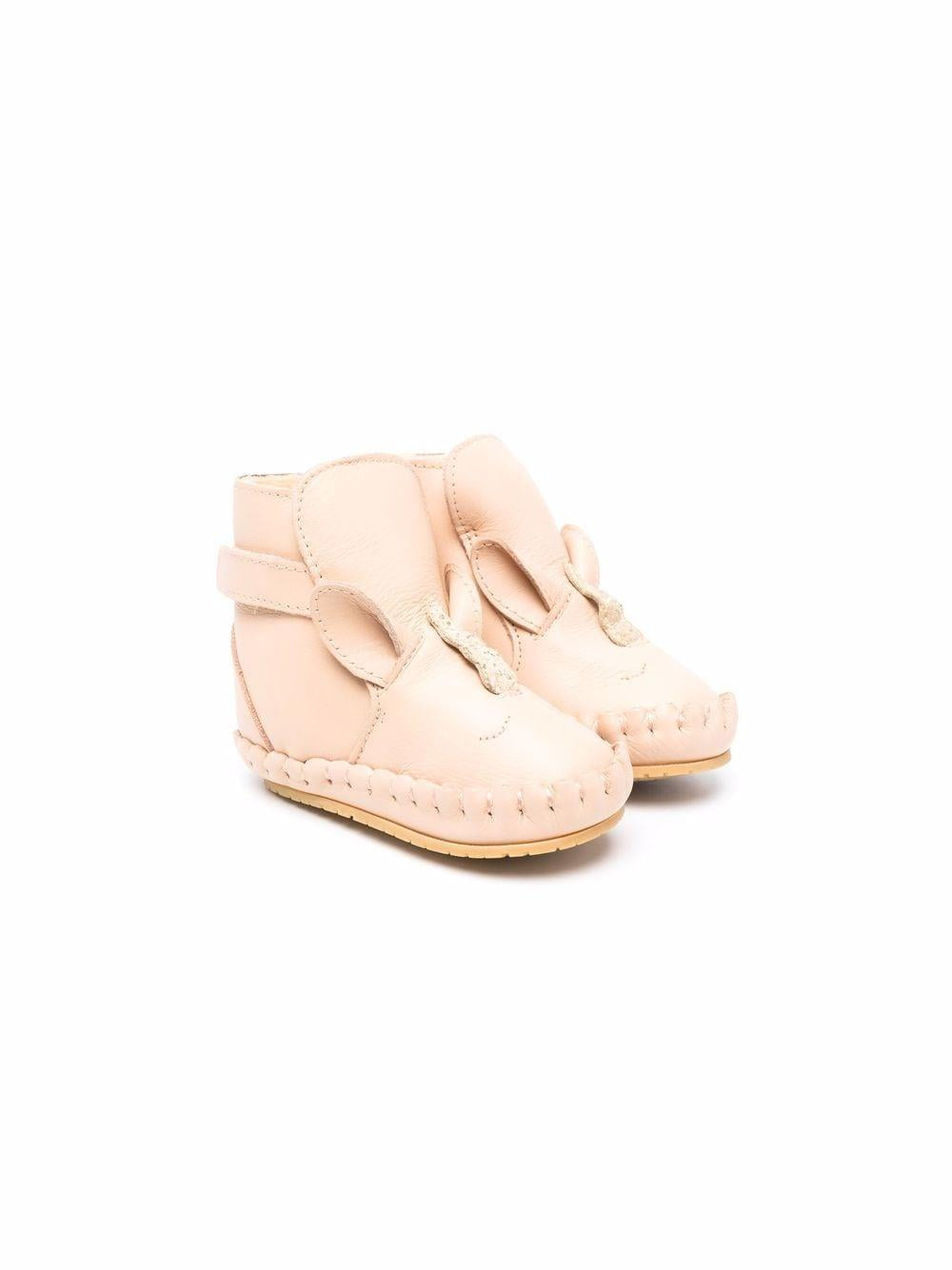 Stivali primi passi per neonati Donsje Kapi rosa con orecchie – Accessorio premium elegante