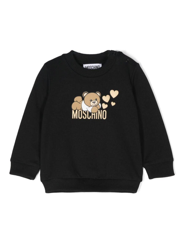 Felpa per neonata Moschino Kids nero con stampa Teddy Bear – Accessorio premium elegante