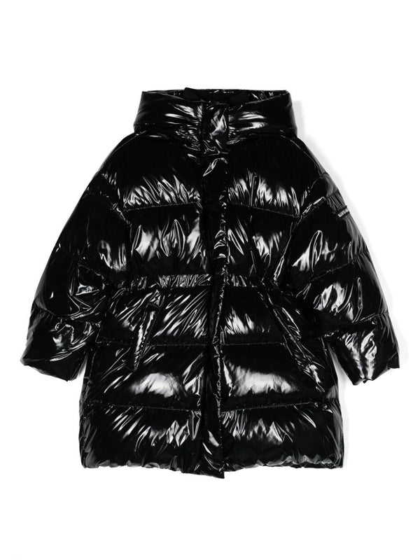 Piumino lungo per bambina Monnalisa nero con orli elasticizzati – Accessorio premium elegante