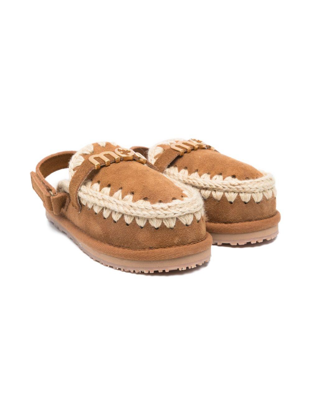 Ciabatte per bambina Mou Kids beige con logo color oro – Accessorio premium elegante
