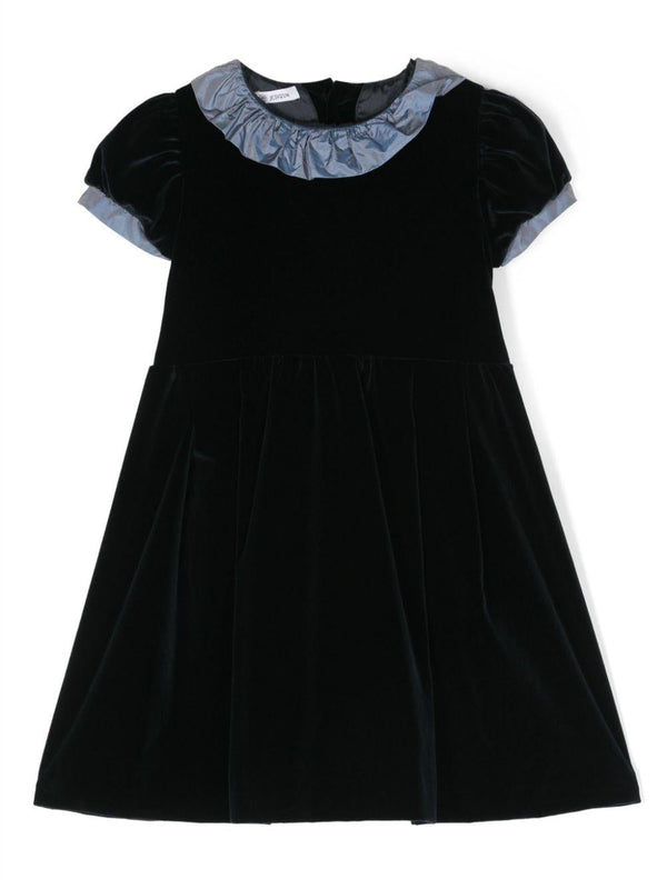 Abito per bambina Jesurum Baby blu con bordo di ruches a constrasto – Accessorio premium elegante