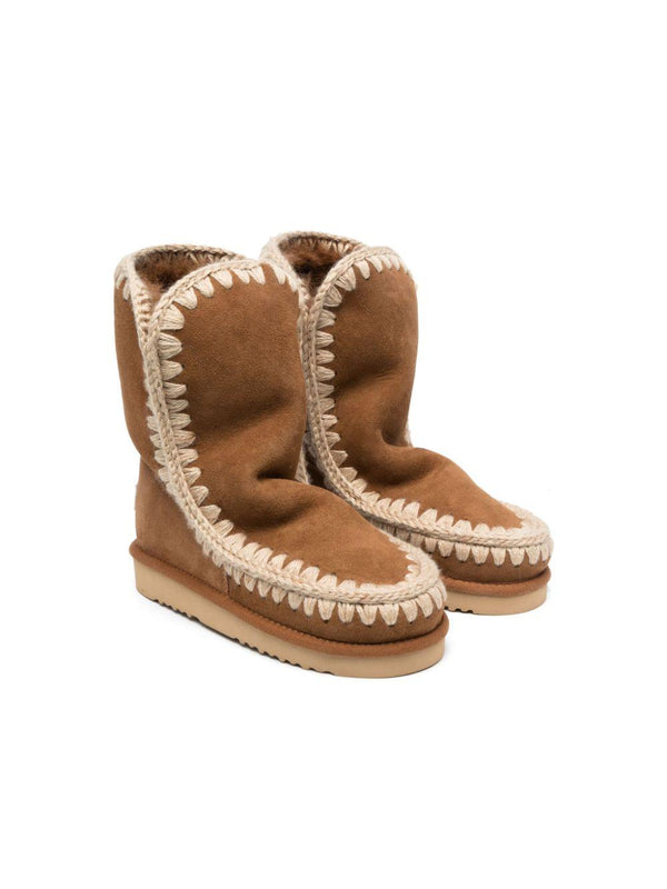 Stivali con cuciture a contrasto per bambina Mou Kids marrone con punta tonda – Accessorio premium elegante