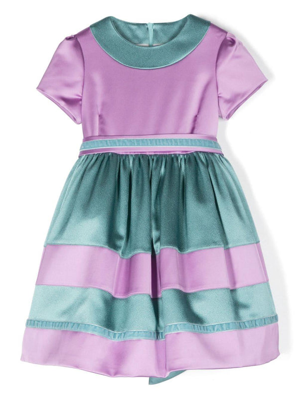 Abito per bambina Colorichiari viola e verde con design color-block – Accessorio premium elegante