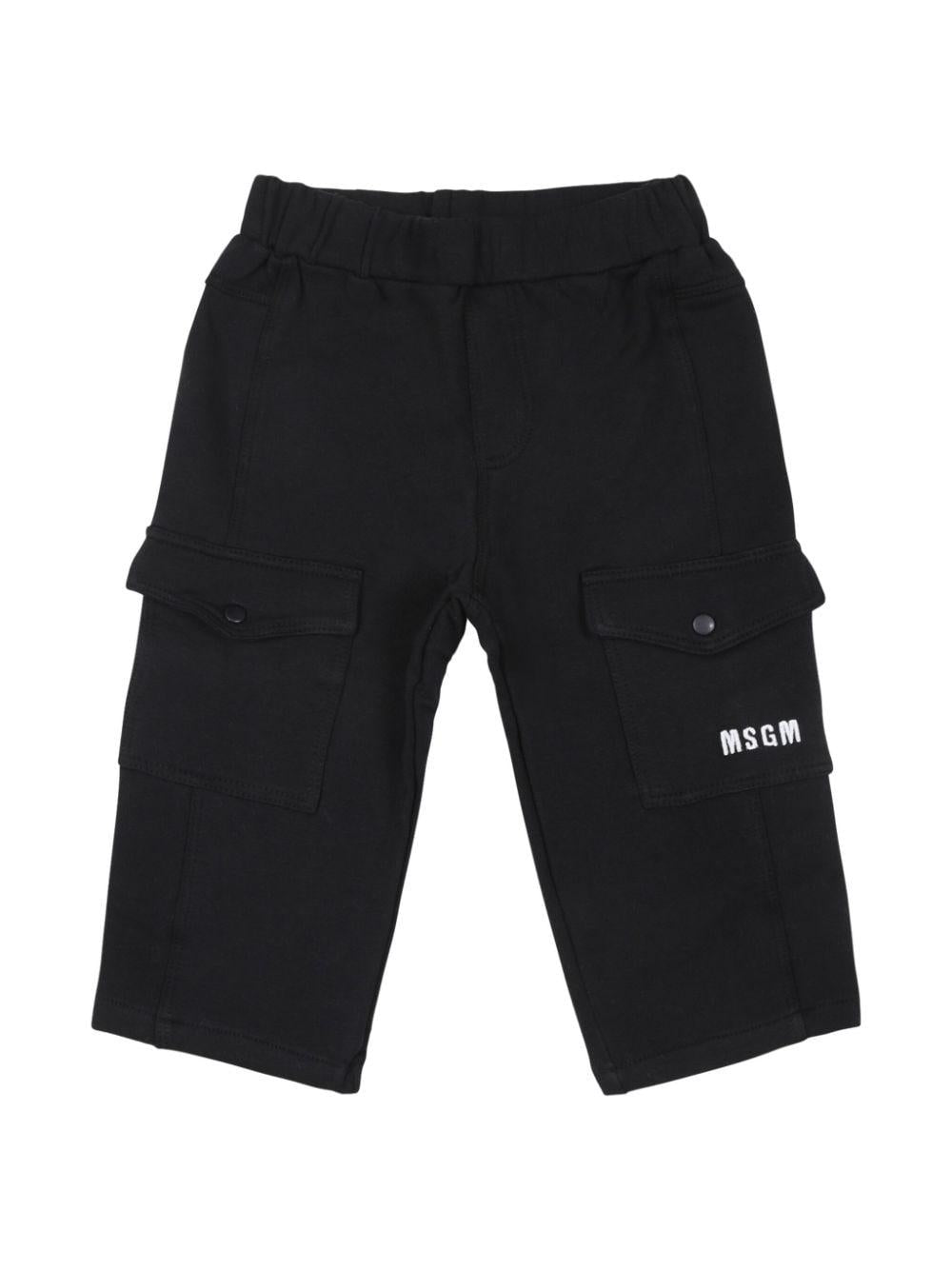 Pantaloni neri per neonato con ricamo logo frontale MSGM Kids – Accessorio premium elegante
