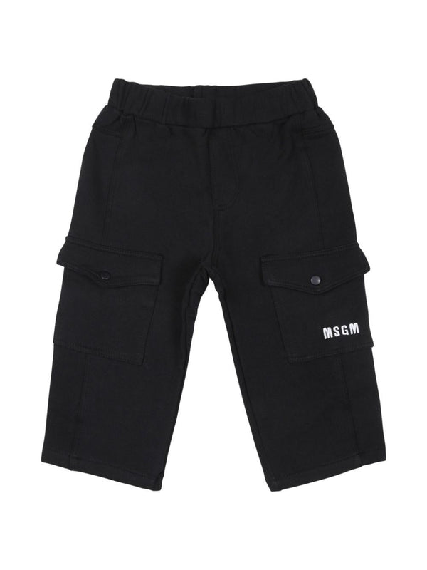 Pantaloni neri per neonato con ricamo logo frontale MSGM Kids – Accessorio premium elegante