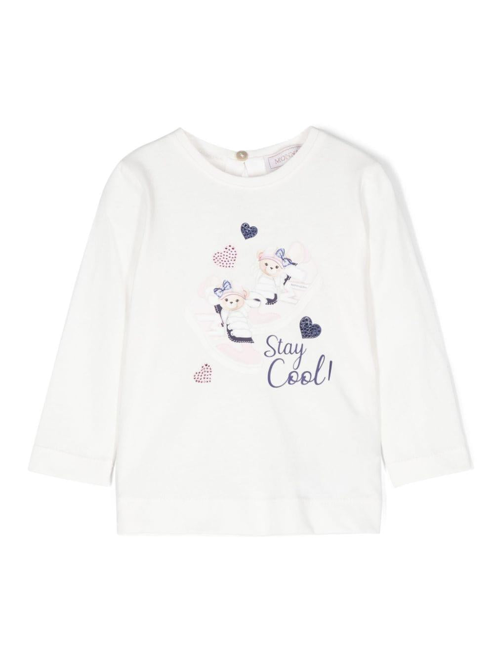 T-shirt con stampa grafica per neonata Monnalisa bianco con stampa con slogan – Accessorio premium elegante