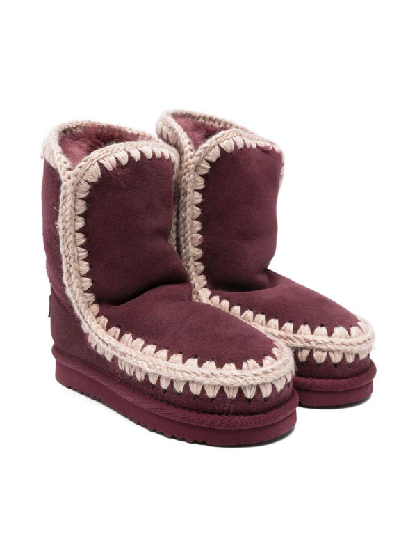 Stivali eschimesi per bambina Mou Kids rossi con rifiniture all'uncinetto – Accessorio premium elegante