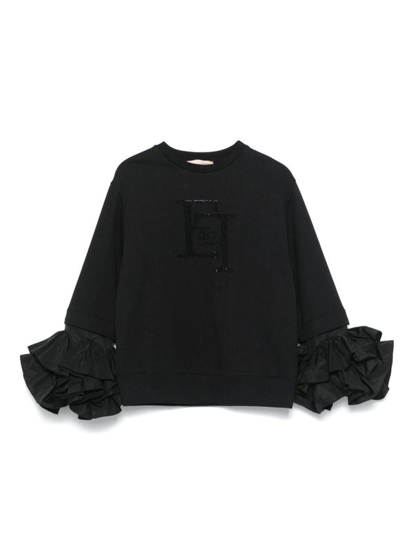 Felpa per bambina Elisabetta Franchi La Mia Bambina nera con strass – Accessorio premium elegante