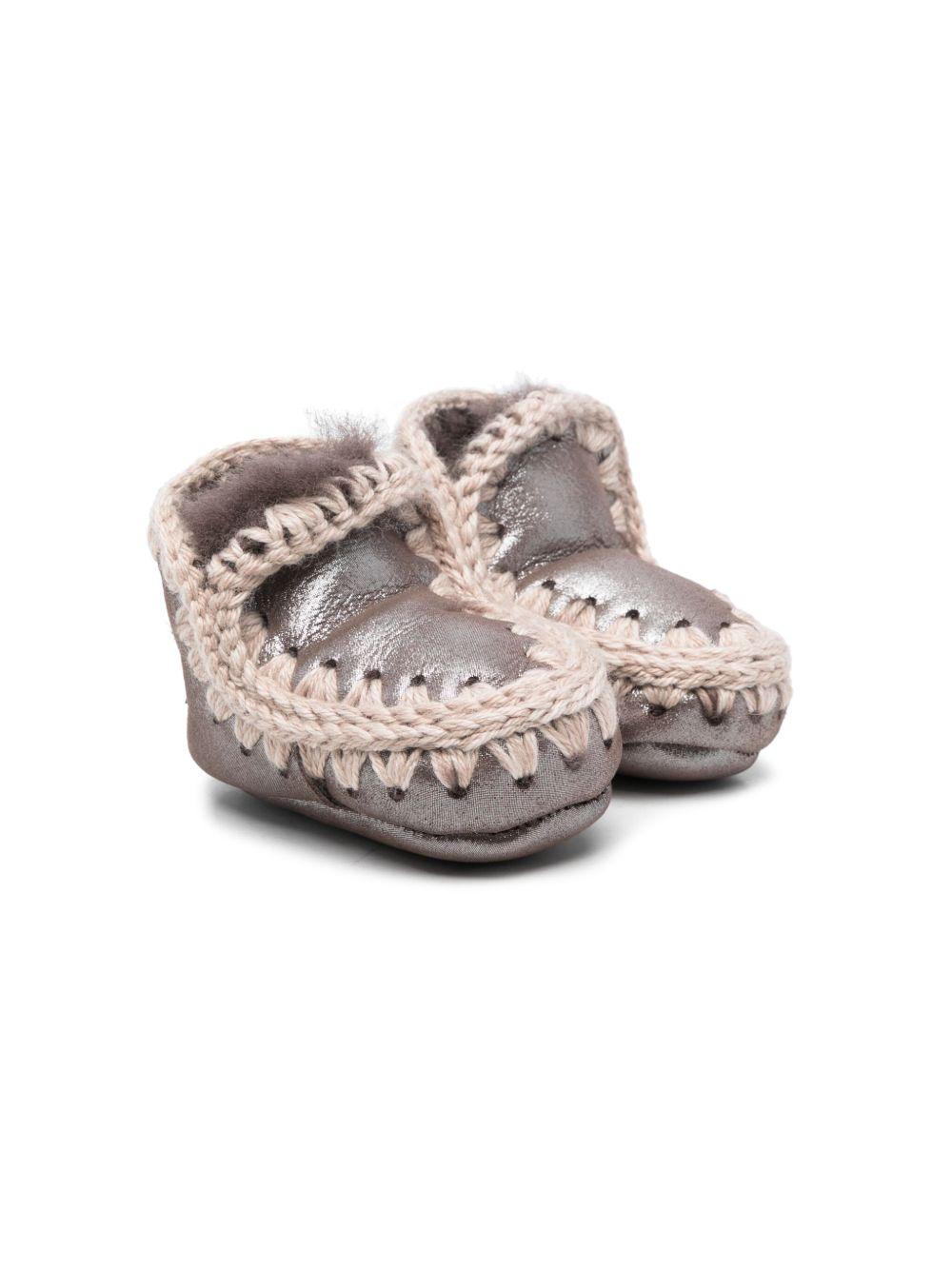 Stivali Eskimo per neonata Mou Kids grigi con effetto metalizzato – Accessorio premium elegante