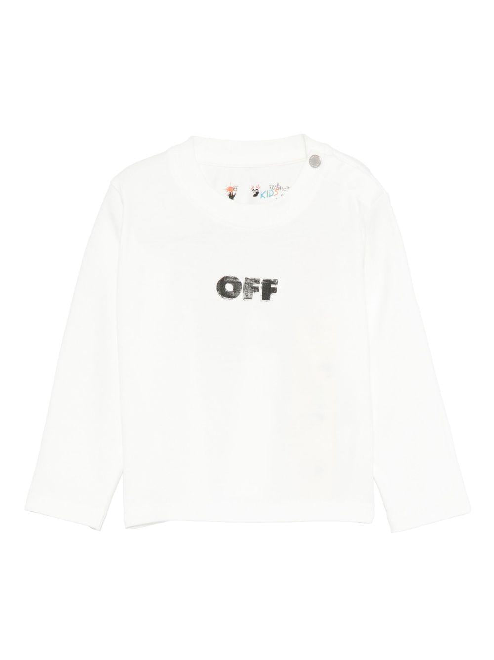 T-shirt per neonato Off-White Kids bianca con logo stampato e maniche lunghe – Accessorio premium elegante