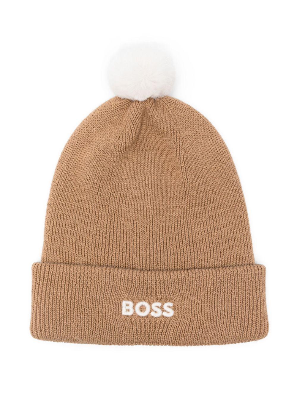 Berretto per bambino Boss Kids beige con logo ricamato – Accessorio premium elegante