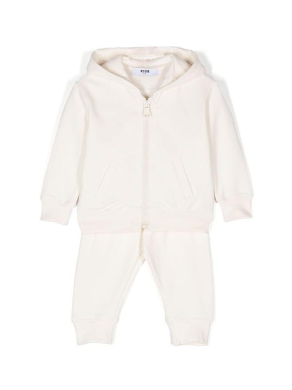 Tuta sportiva per neonato MSGM Kids beige chiaro con stampa logo sul retro – Accessorio premium elegante