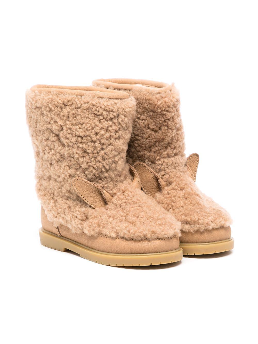 Stivali in finta pelliccia per bambino Donsje beige con punta tonda – Accessorio premium elegante