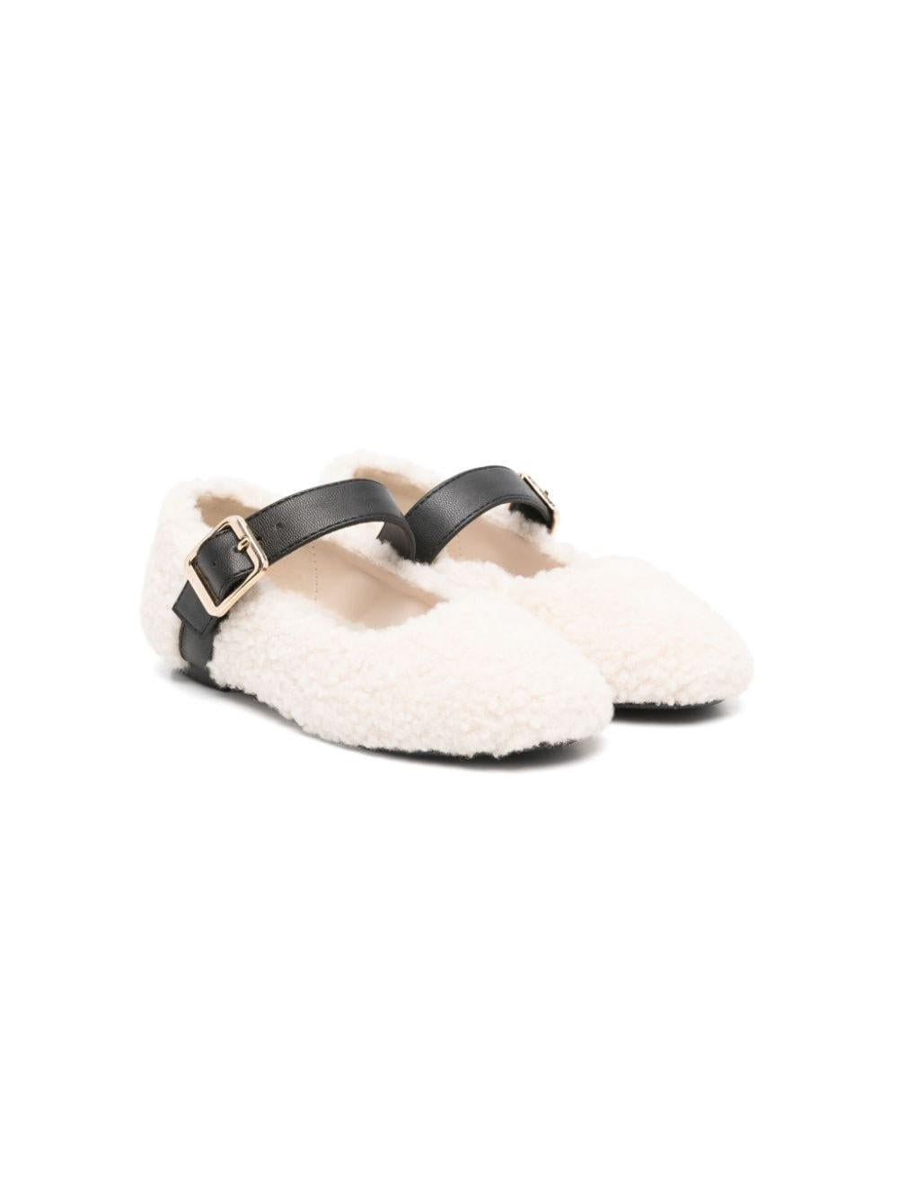 Ballerine per bambina Stella McCartney Kids bianco in pelliccia sintetica – Accessorio premium elegante