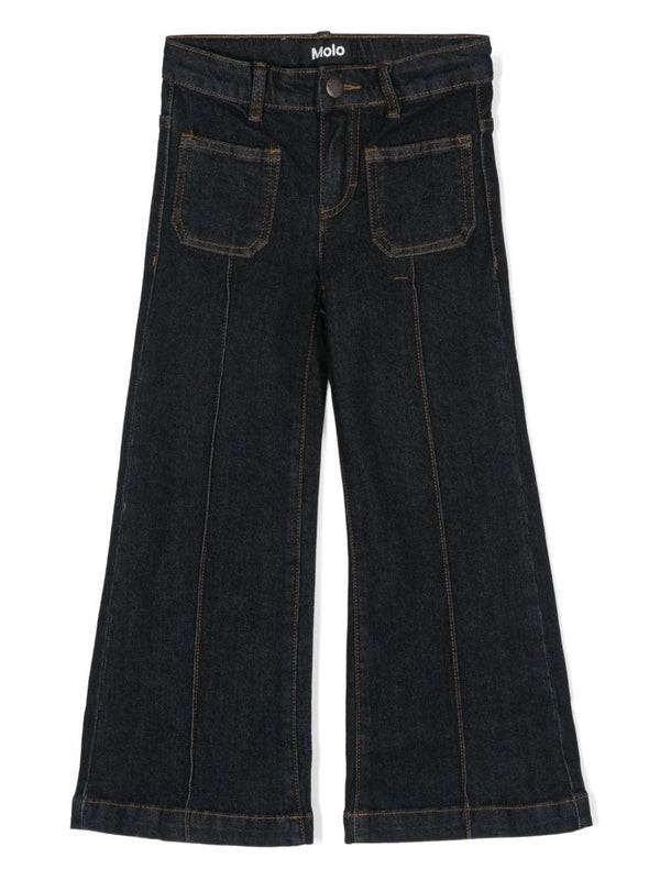 Jeans svasati Adina per bambina Molo blu con cuciture saldate – Accessorio premium elegante