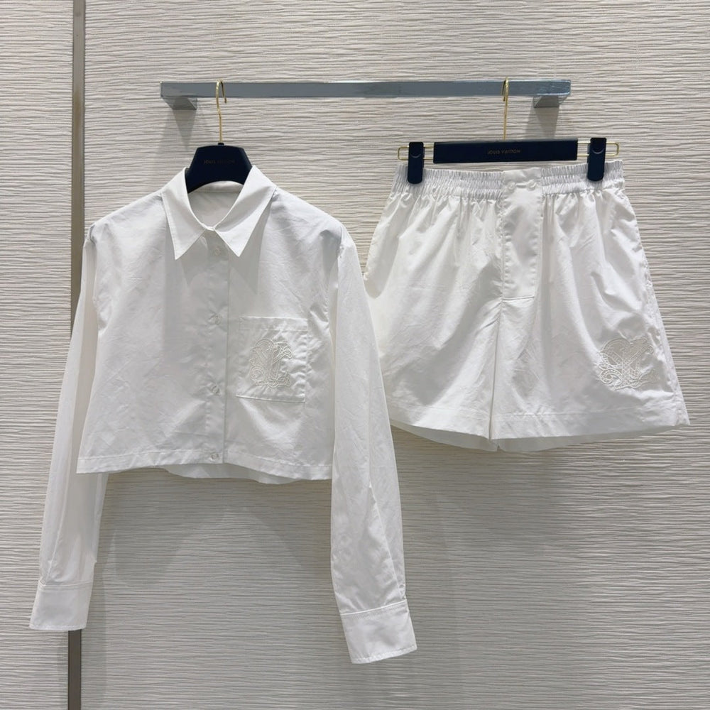 LV 25S Cute Set Long Sleeve White Cotton – Accessorio premium elegante