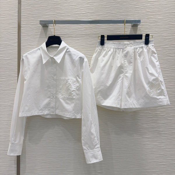 LV 25S Cute Set Long Sleeve White Cotton – Accessorio premium elegante