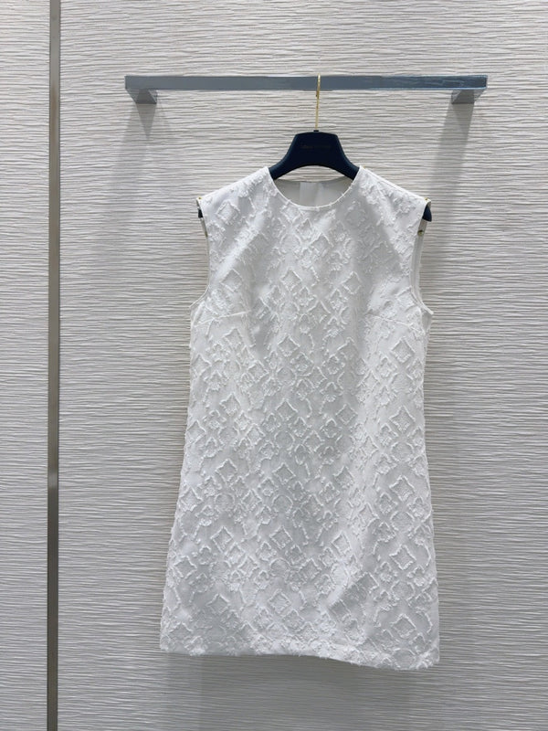 LV 25S Back Zipper Cute Vest  Dress White Cotton – Accessorio premium elegante