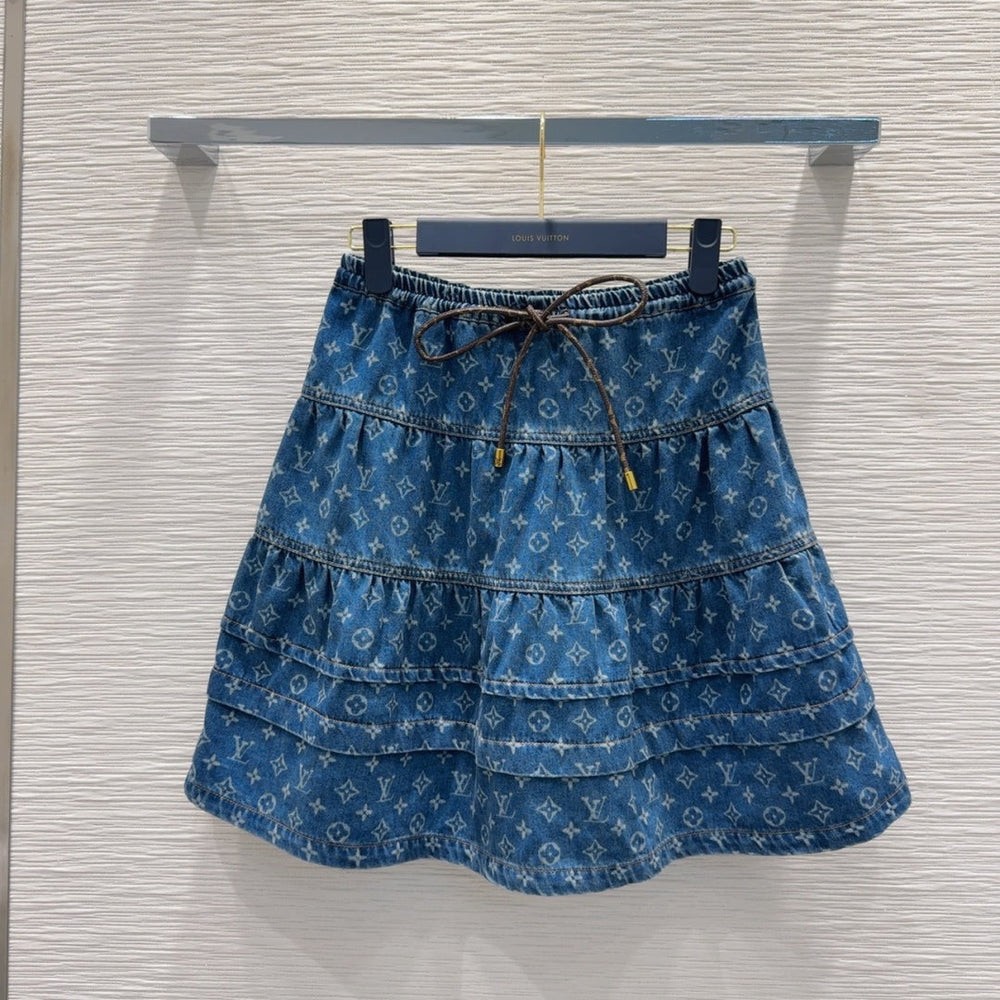 LV 25 Both Muscular Soft Denim Skirt Blue Cotton – Accessorio premium elegante