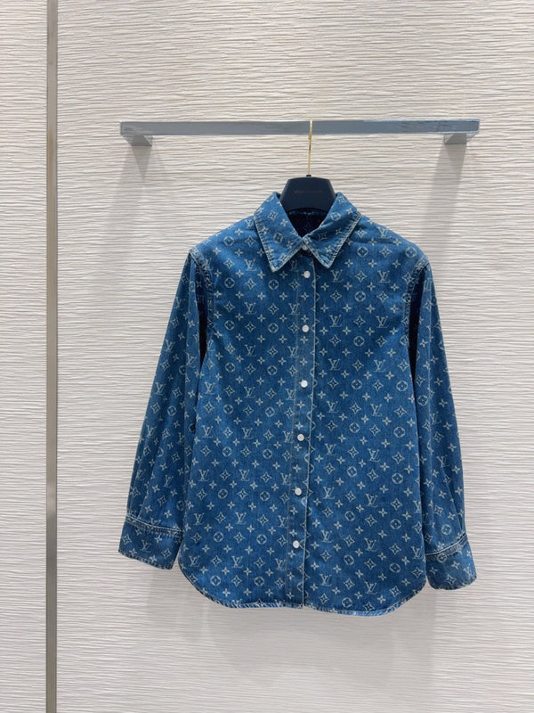 LV 25 Both Muscular Soft Denim Shirt Blue Cotton – Accessorio premium elegante