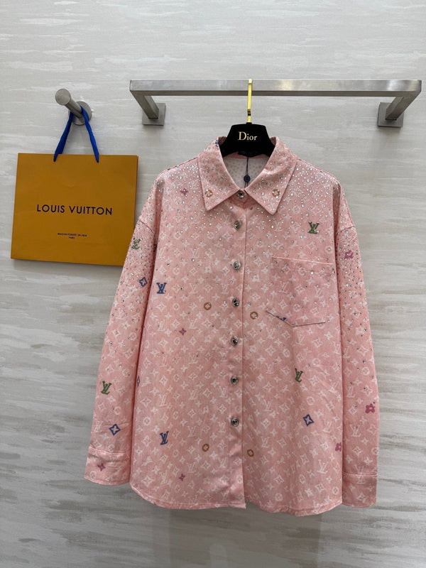 LV 25 Star-Studded Rhinestone Pink Denim – Accessorio premium elegante