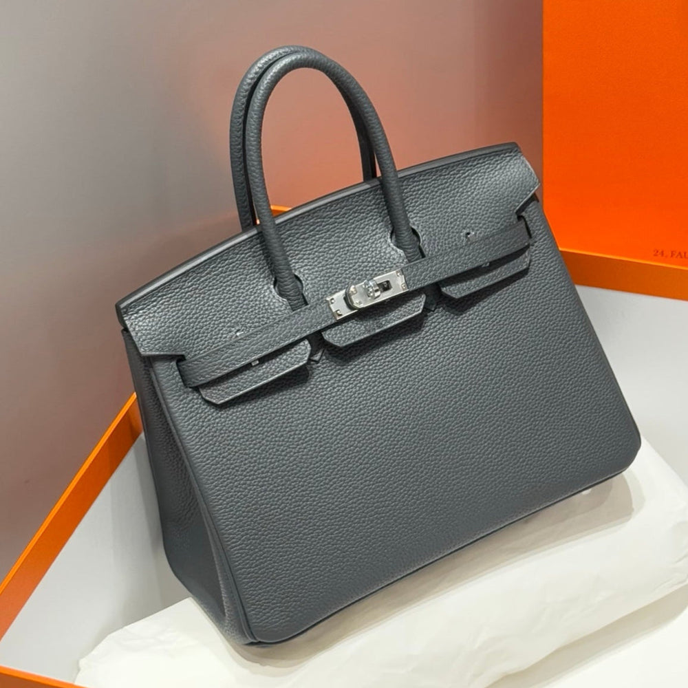 Hermes Birkin Slate Grey Silver Buckle Calfskin 255632 – Accessorio premium elegante