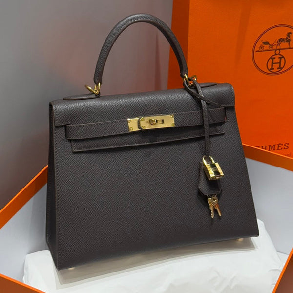 Hermes Kelly Bag Ebony Gold Epsom Leather – Accessorio premium elegante