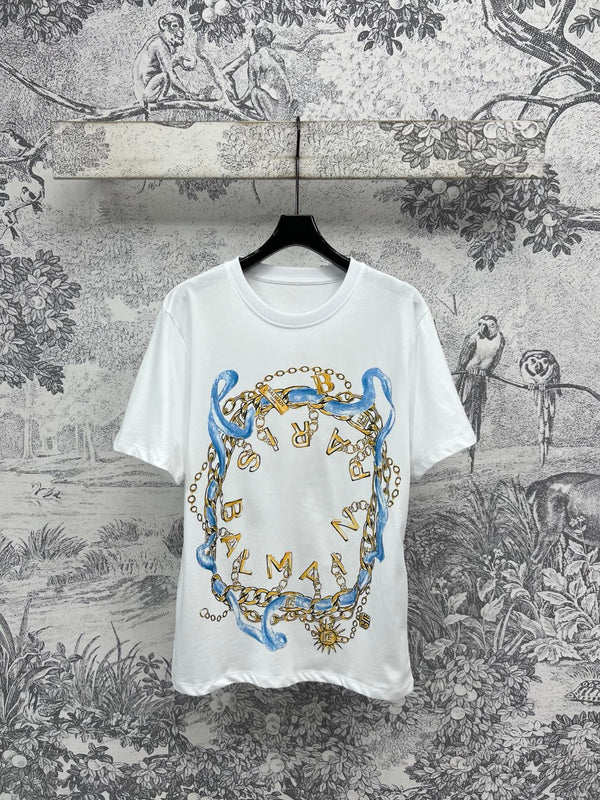 LV 25 Simple Basic Style Versatile T-Shirt White Cotton – Accessorio premium elegante