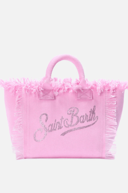 Borsa Colette in canvas di cotone rosa con strass