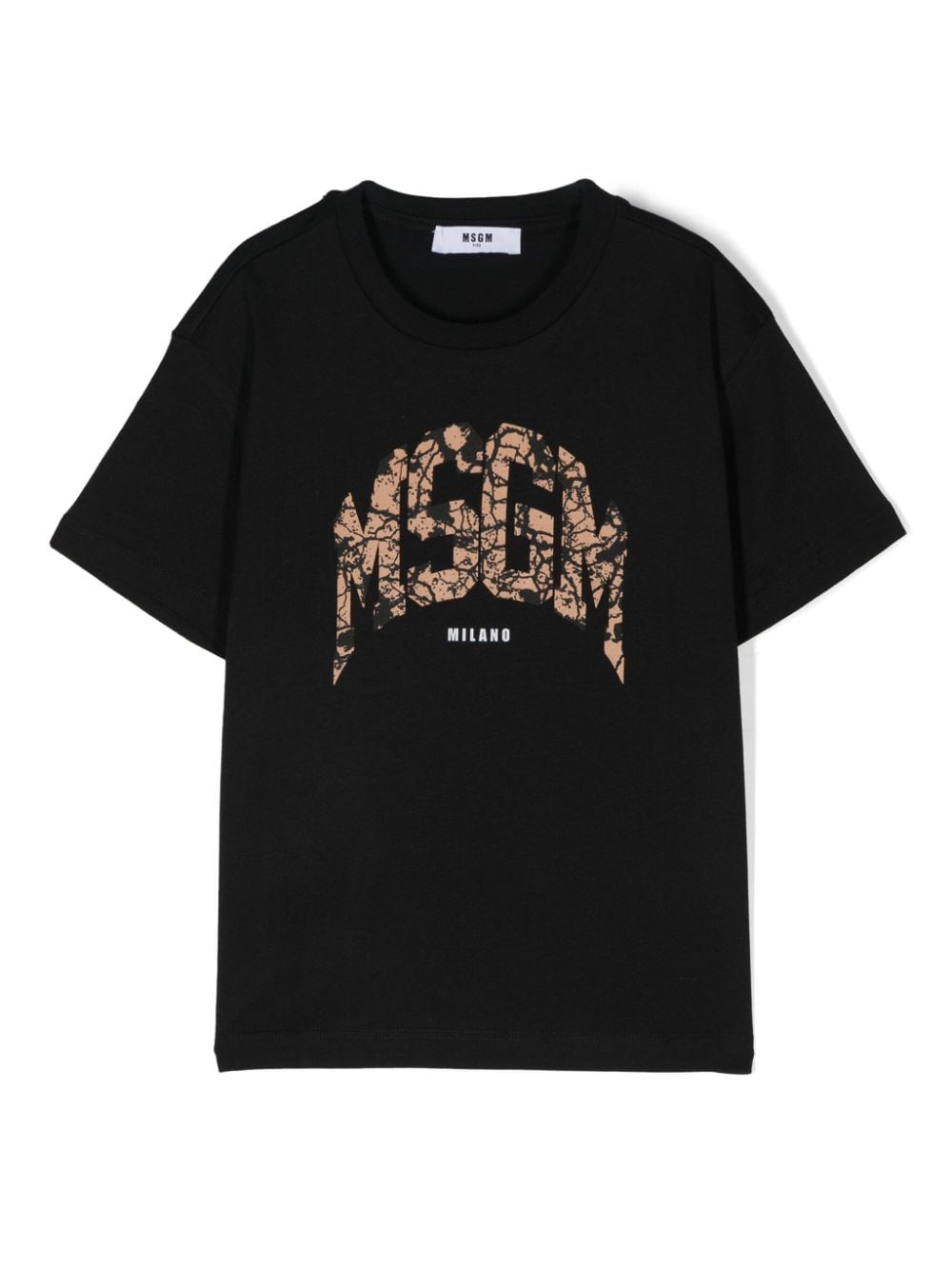 T-shirt in jersey per bambino MSGM Kids nero con bordi a coste – Accessorio premium elegante