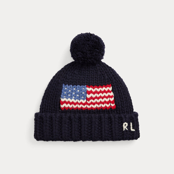 FLAG MERINO WOOL POM-POM BEANIE – Accessorio premium elegante