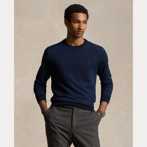 HERRINGBONE-KNIT WASHABLE WOOL SWEATER – Accessorio premium elegante