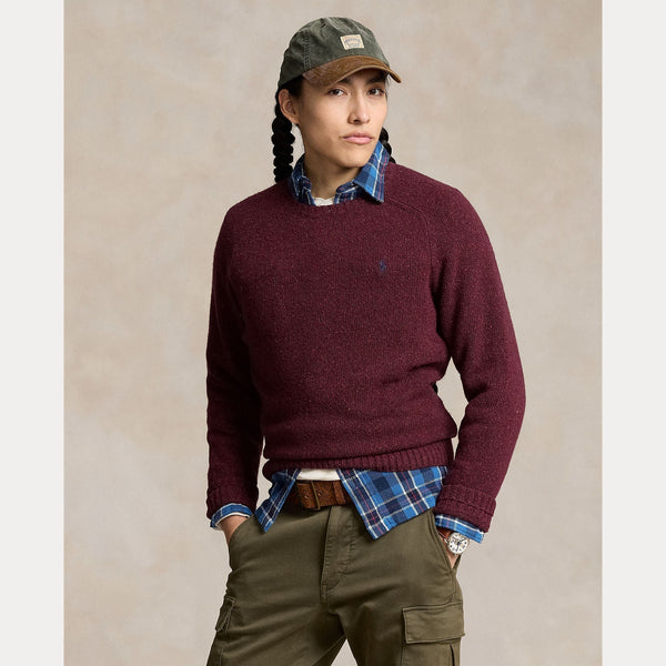 SPECKLED WOOL-BLEND CREWNECK SWEATER – Accessorio premium elegante