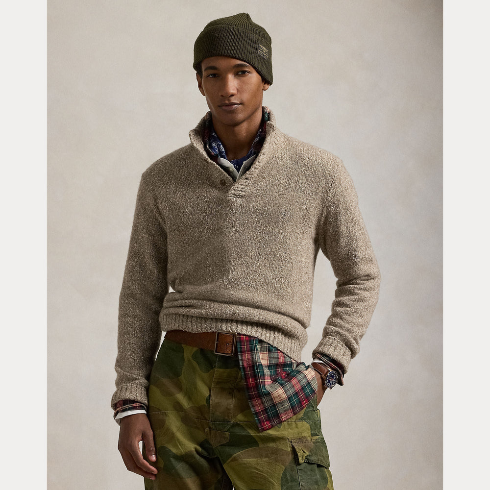 SPECKLED WOOL-BLEND MOCKNECK SWEATER – Accessorio premium elegante