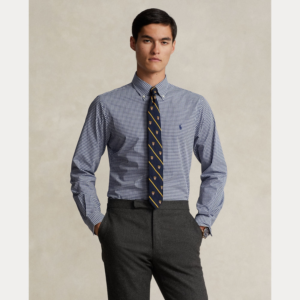 CUSTOM FIT GINGHAM STRETCH POPLIN SHIRT – Accessorio premium elegante