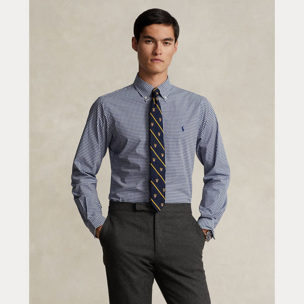 CUSTOM FIT GINGHAM STRETCH POPLIN SHIRT – Accessorio premium elegante