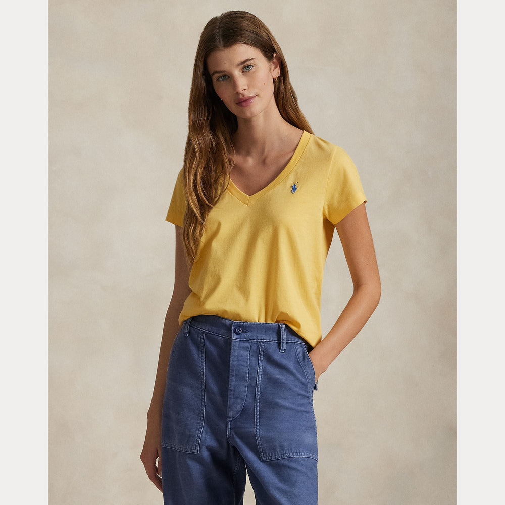 COTTON JERSEY V-NECK TEE – Accessorio premium elegante