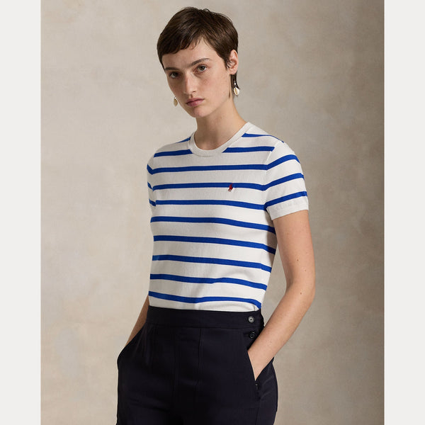 STRIPED SHORT-SLEEVE SWEATER – Accessorio premium elegante