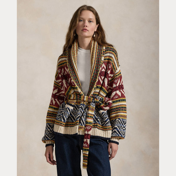 MULTI-PATTERN SHAWL CARDIGAN – Accessorio premium elegante