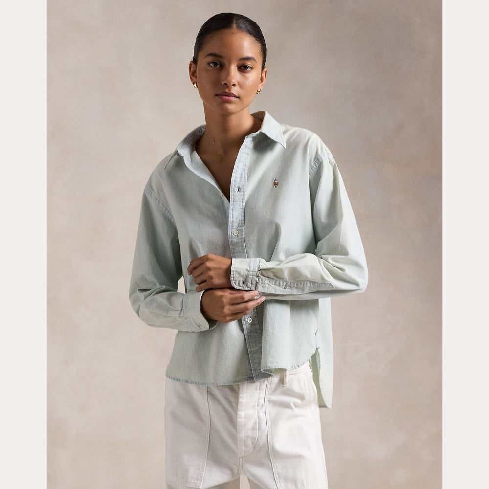 CROPPED BOXY CHAMBRAY SHIRT – Accessorio premium elegante