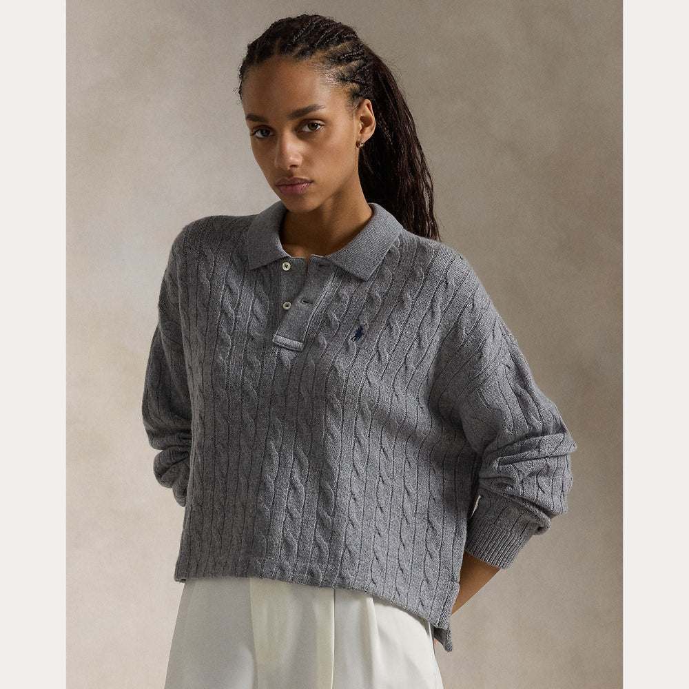 CABLE WOOL-CASHMERE POLO SHIRT – Accessorio premium elegante