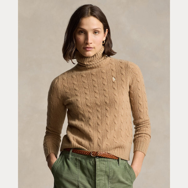 WOOL-CASHMERE CABLE TURTLENECK SWEATER – Accessorio premium elegante