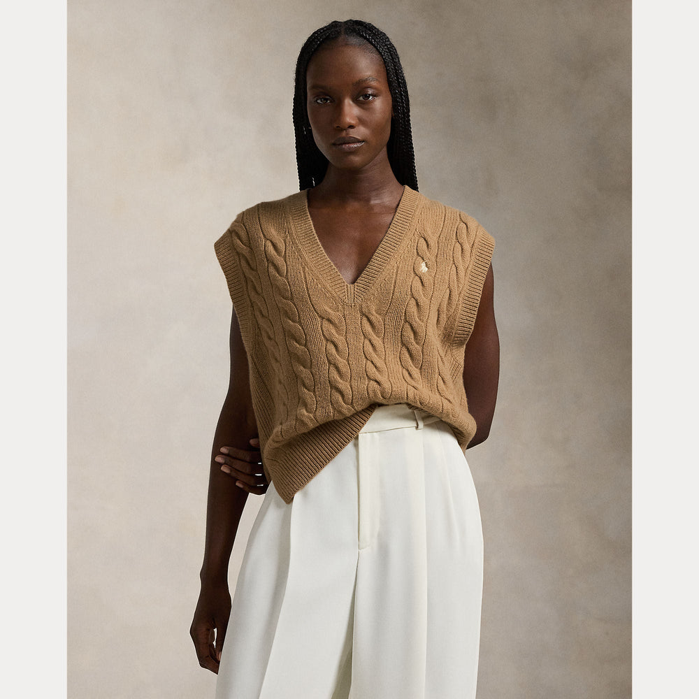 CABLE-KNIT WOOL-CASHMERE SWEATER VEST – Accessorio premium elegante