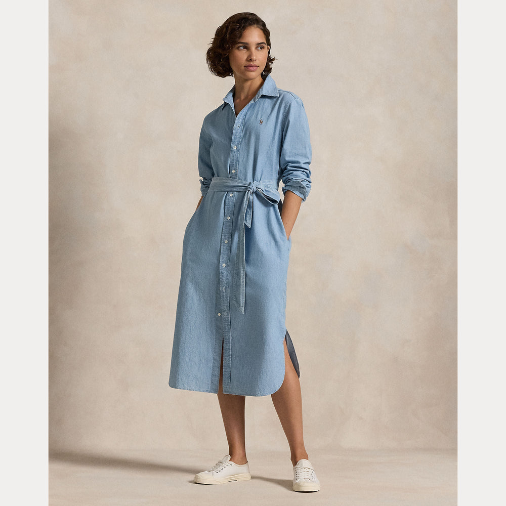 COTTON CHAMBRAY BELTED SHIRTDRESS – Accessorio premium elegante