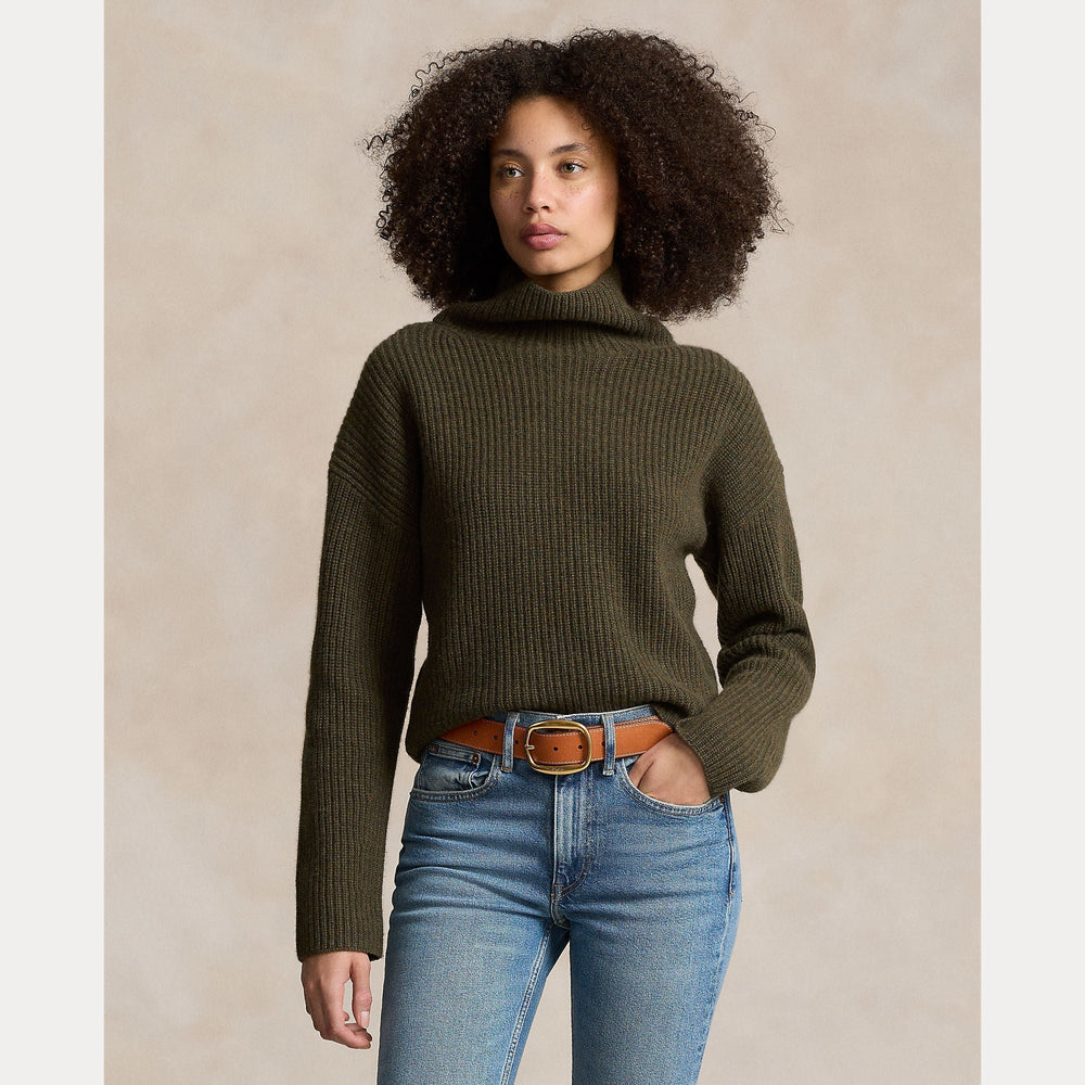 RIBBED WOOL-CASHMERE MOCKNECK SWEATER – Accessorio premium elegante