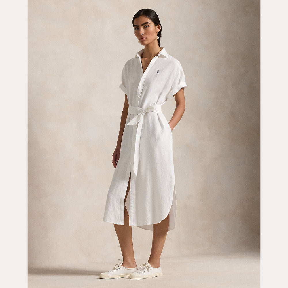 LINEN SHORT-SLEEVE SHIRTDRESS – Accessorio premium elegante