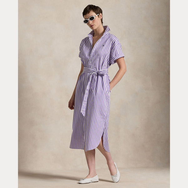 BELTED STRIPED COTTON SHIRTDRESS – Accessorio premium elegante